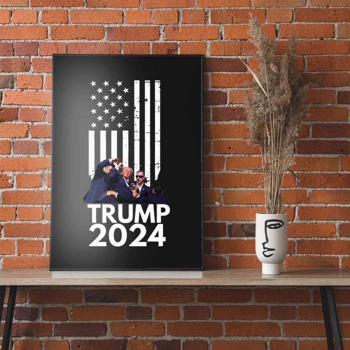 Trump Fist Pump American Flag 2024 Poster