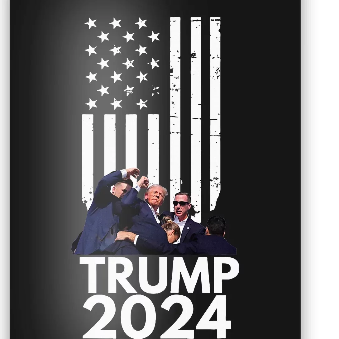 Trump Fist Pump American Flag 2024 Poster