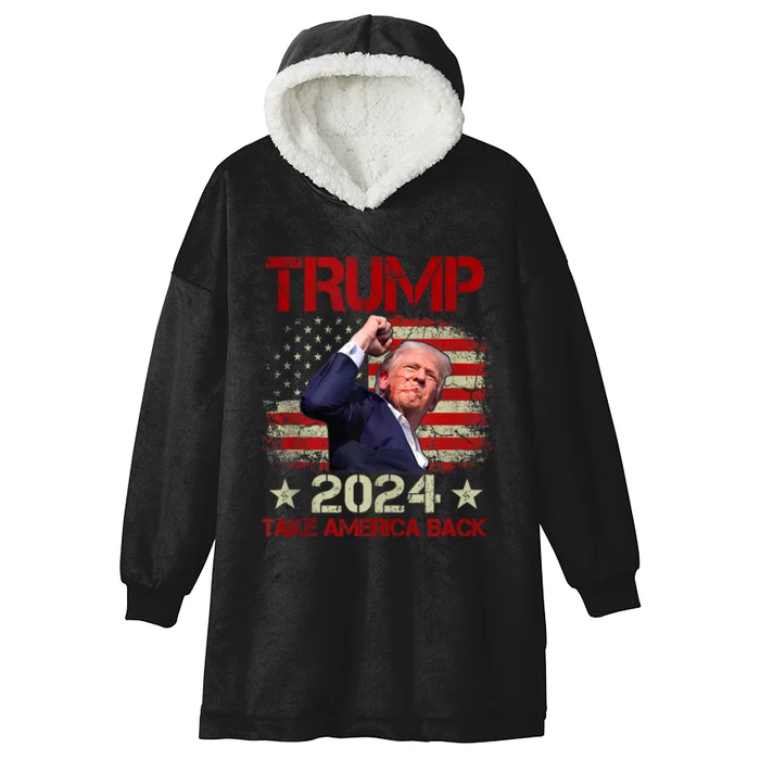 Trump Fist Pump Shot At Trump 2024 Trump Survives Rally Hooded Wearable Blanket