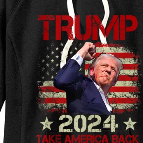 Trump Fist Pump Shot At Trump 2024 Trump Survives Rally Women's Fleece Hoodie