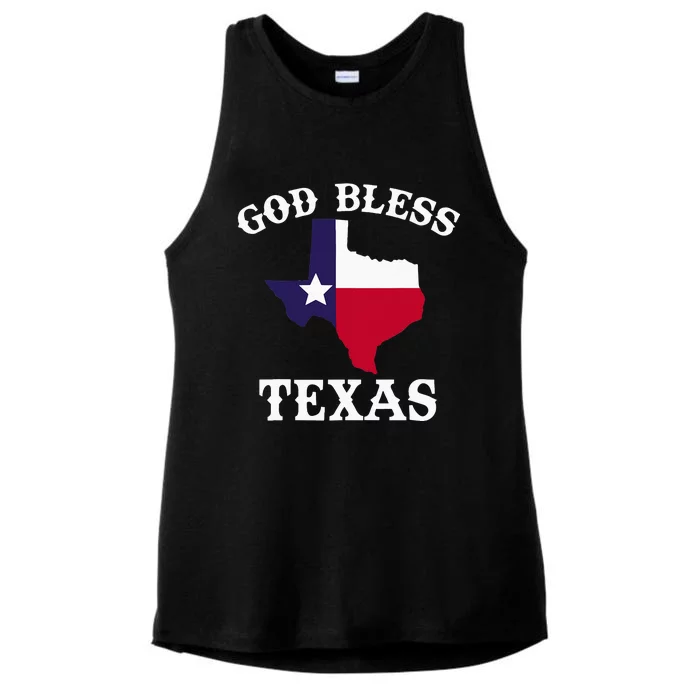 Texas Flag Patriotic Texan Pride God Bless Texas Ladies Tri-Blend Wicking Tank