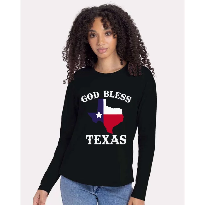 Texas Flag Patriotic Texan Pride God Bless Texas Womens Cotton Relaxed Long Sleeve T-Shirt