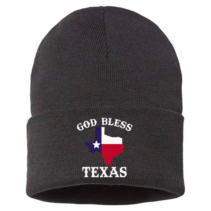 Texas Flag Patriotic Texan Pride God Bless Texas Sustainable Knit Beanie