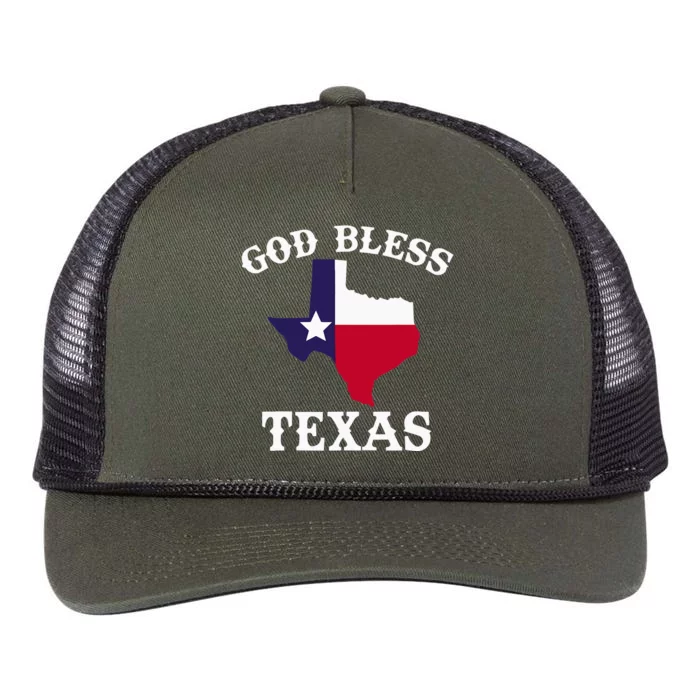 Texas Flag Patriotic Texan Pride God Bless Texas Retro Rope Trucker Hat Cap