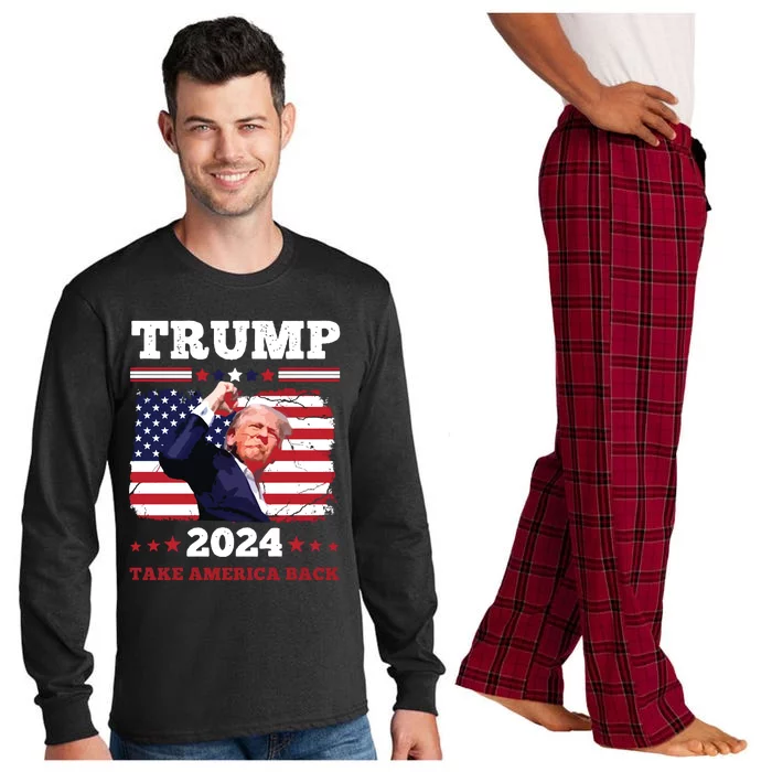 Trump Fist Pump Shot At Assassination Attempt Trump 2024 Trump For Presiden Long Sleeve Pajama Set