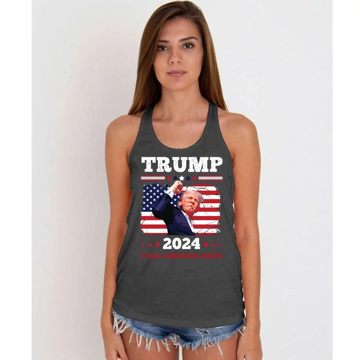 Trump Fist Pump Shot At Assassination Attempt Trump 2024 Trump For Presiden Women's Knotted Racerback Tank