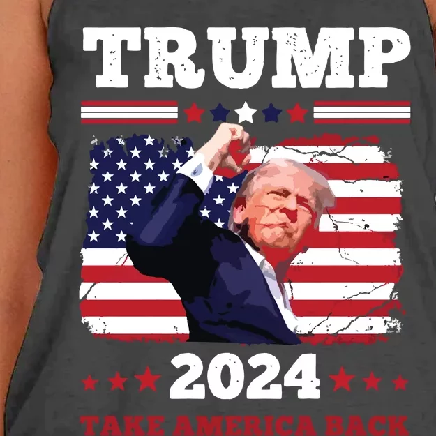 Trump Fist Pump Shot At Assassination Attempt Trump 2024 Trump For Presiden Women's Knotted Racerback Tank