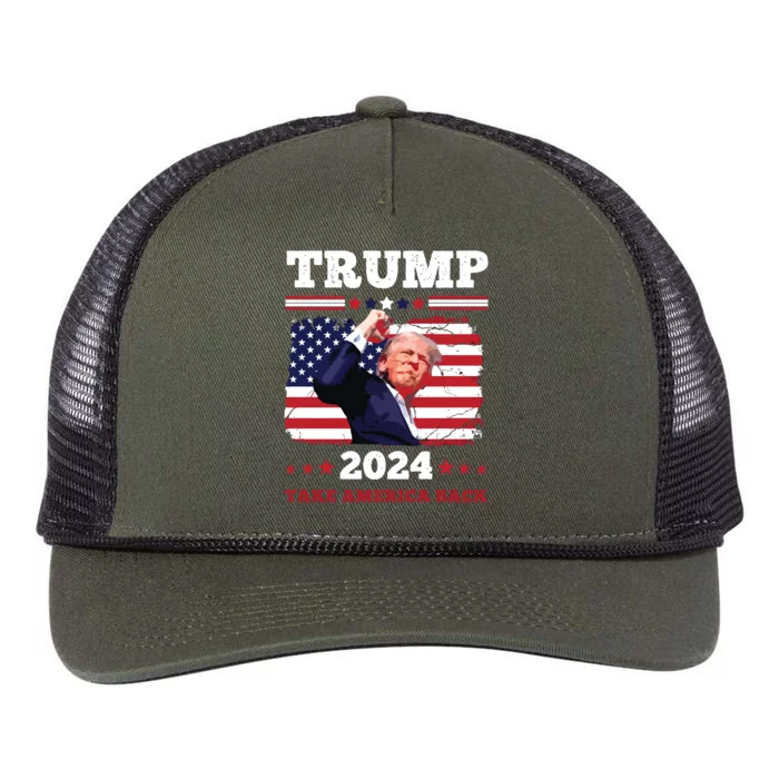 Trump Fist Pump Shot At Assassination Attempt Trump 2024 Trump For Presiden Retro Rope Trucker Hat Cap