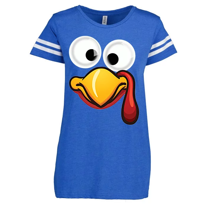 Turkey Face Pilgrim Thanksgiving Costume Gift Enza Ladies Jersey Football T-Shirt