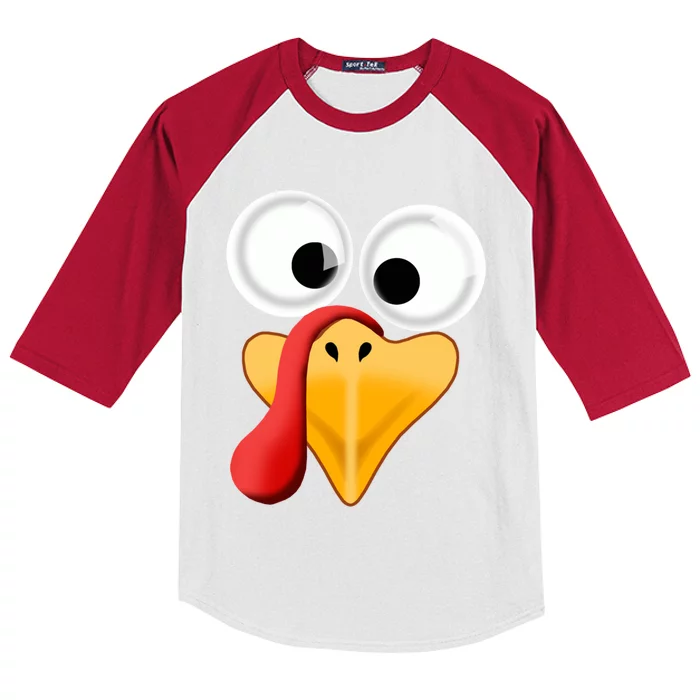 Turkey Face Pilgrim Thanksgiving Costume Gift Kids Colorblock Raglan Jersey