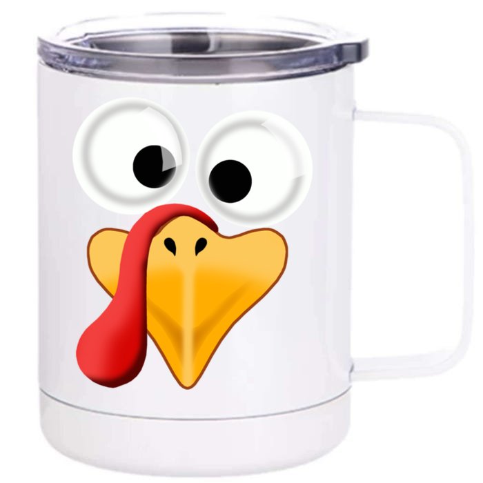 Turkey Face Pilgrim Thanksgiving Costume Gift Front & Back 12oz Stainless Steel Tumbler Cup