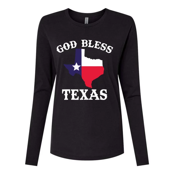 Texas Flag Patriotic Texan Pride God Bless Texas Womens Cotton Relaxed Long Sleeve T-Shirt