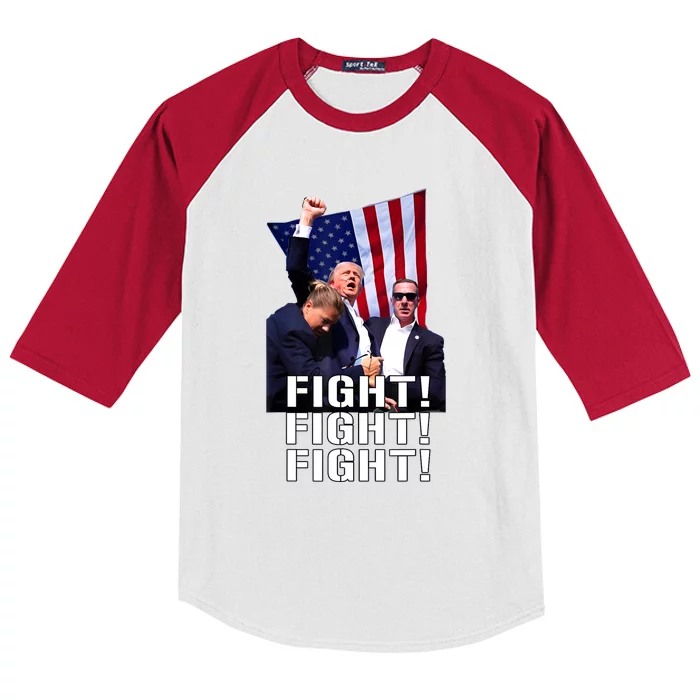 Trump Fist Pumped Fight Pray For Trump America Gift Kids Colorblock Raglan Jersey