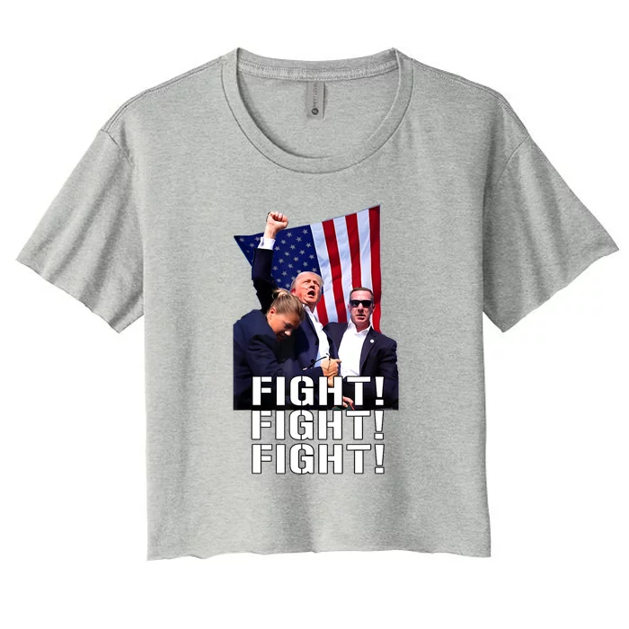 Trump Fist Pumped Fight Pray For Trump America Gift Women's Crop Top Tee