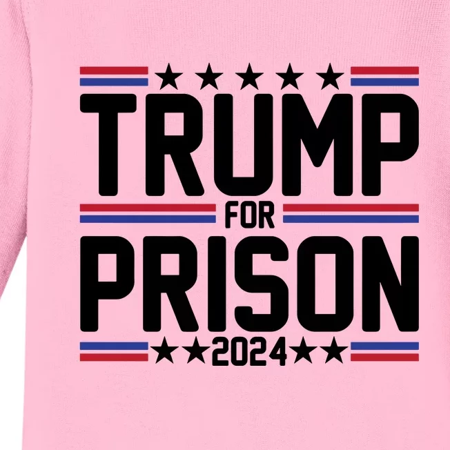 Trump For Prison 2024 Funny Political Baby Long Sleeve Bodysuit