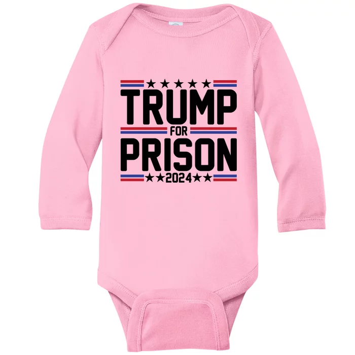 Trump For Prison 2024 Funny Political Baby Long Sleeve Bodysuit