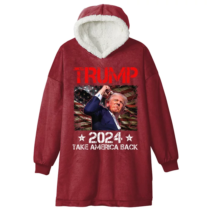 Trump Fist Pump Shot At Trump 2024 Trump Survives Rally Hooded Wearable Blanket