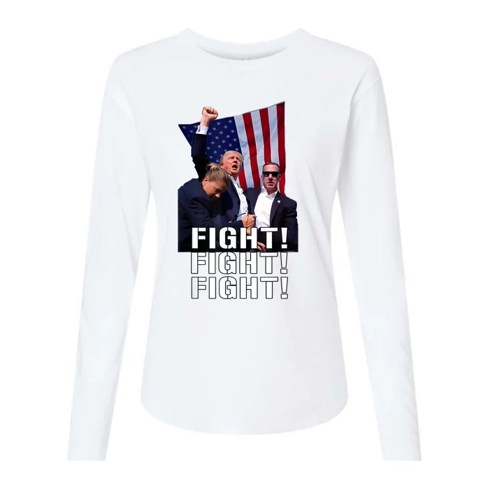 Trump Fist Pumped Fight Pray For Trump America Womens Cotton Relaxed Long Sleeve T-Shirt