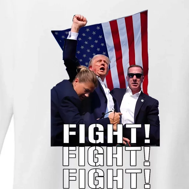 Trump Fist Pumped Fight Pray For Trump America Womens CVC Long Sleeve Shirt