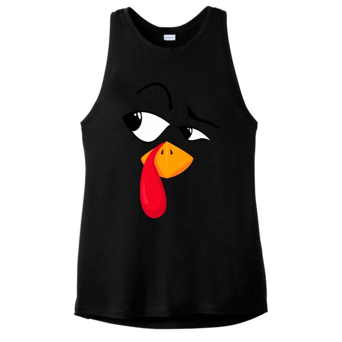 Turkey Face Pilgrim Funny Thanksgiving Costume Ladies Tri-Blend Wicking Tank