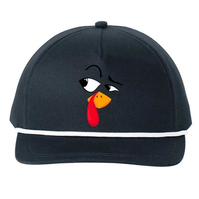 Turkey Face Pilgrim Funny Thanksgiving Costume Snapback Five-Panel Rope Hat