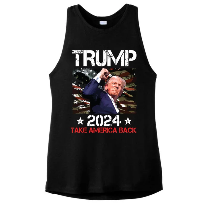 Trump Fist Pump Shot At Trump 2024 Trump Survives Rally Ladies Tri-Blend Wicking Tank