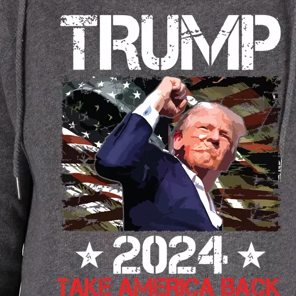 Trump Fist Pump Shot At Trump 2024 Trump Survives Rally Womens Funnel Neck Pullover Hood