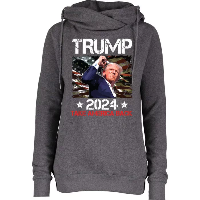 Trump Fist Pump Shot At Trump 2024 Trump Survives Rally Womens Funnel Neck Pullover Hood