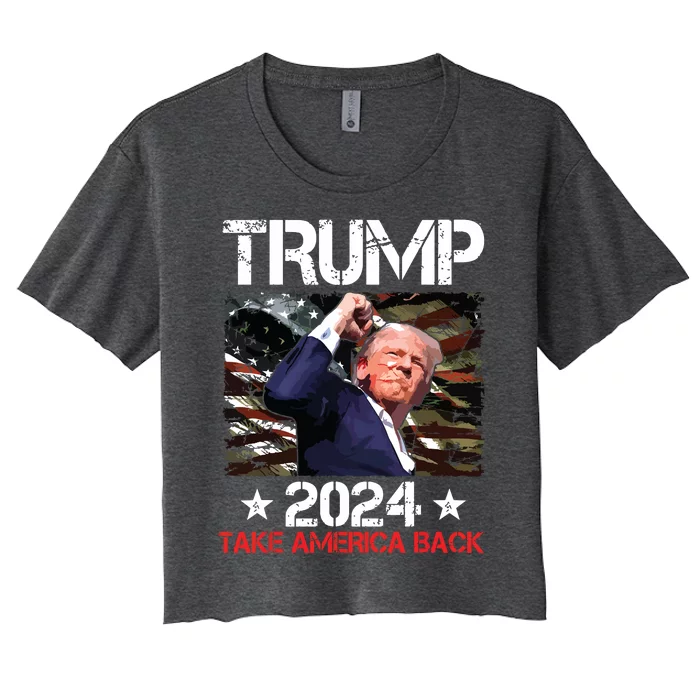 Trump Fist Pump Shot At Trump 2024 Trump Survives Rally Women's Crop Top Tee