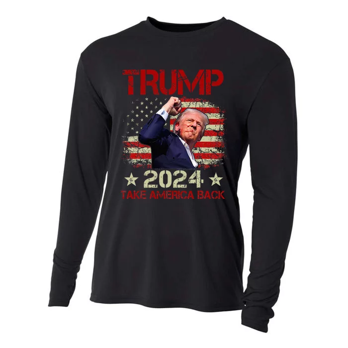 Trump Fist Pump Shot At Trump 2024 Trump Survives Rally Cooling Performance Long Sleeve Crew