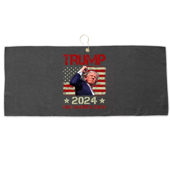 Trump Fist Pump Shot At Trump 2024 Trump Survives Rally Large Microfiber Waffle Golf Towel