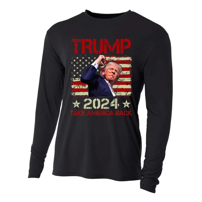 Trump Fist Pump Shot At Trump 2024 Trump Survives Rally Cooling Performance Long Sleeve Crew