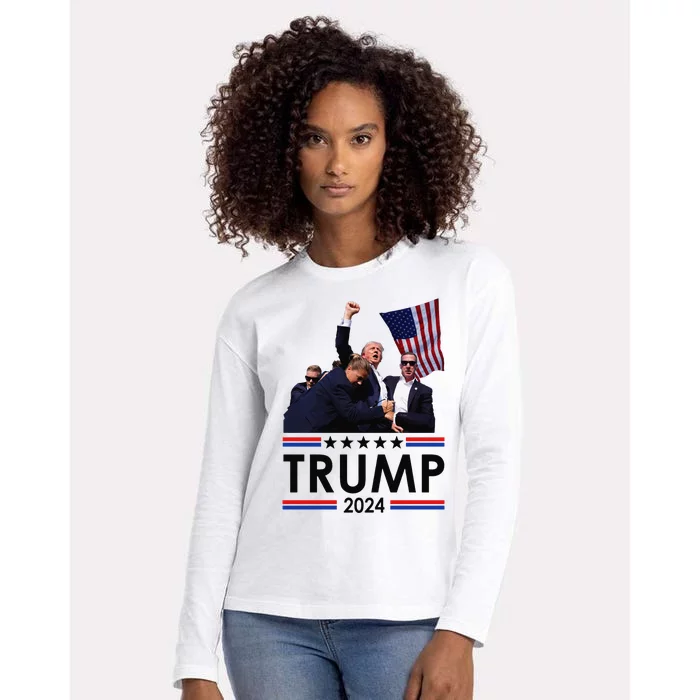 Trump Fist Pump Shot At Trump 2024 Trump Survives Rally Womens Cotton Relaxed Long Sleeve T-Shirt