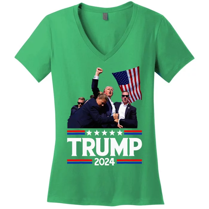 Trump Fist Pump Shot Women's V-Neck T-Shirt