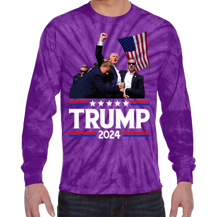 Trump Fist Pump Shot Tie-Dye Long Sleeve Shirt