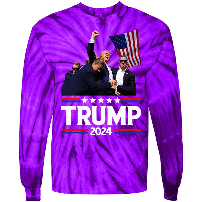 Trump Fist Pump Shot Tie-Dye Long Sleeve Shirt