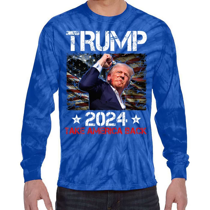 Trump Fist Pump Shot At Trump 2024 Trump Survives Rally Tie-Dye Long Sleeve Shirt