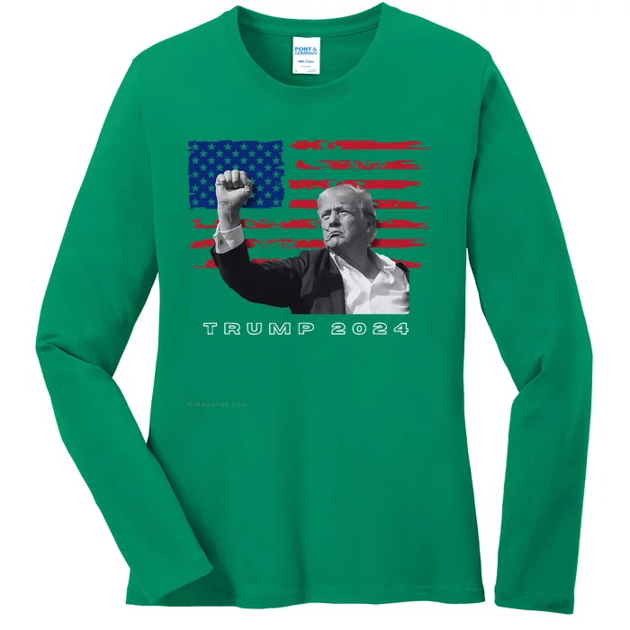 Trump For President 2024 Patriotic Triumph Maga Ladies Long Sleeve Shirt