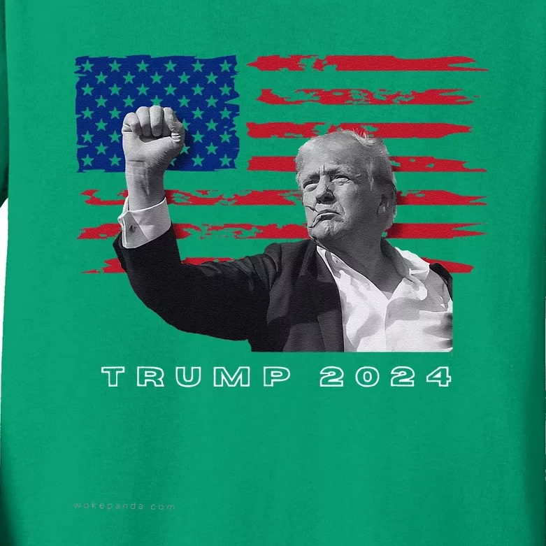 Trump For President 2024 Patriotic Triumph Maga Kids Long Sleeve Shirt