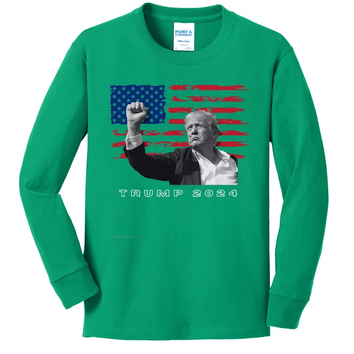 Trump For President 2024 Patriotic Triumph Maga Kids Long Sleeve Shirt