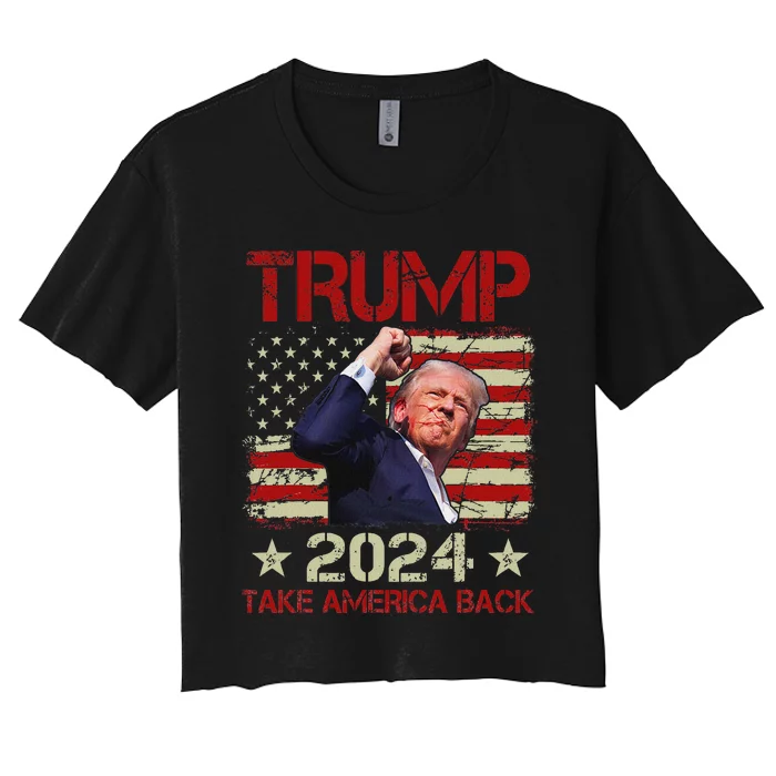 Trump Fist Pump Survives 2024 Rally Bold Design Women's Crop Top Tee