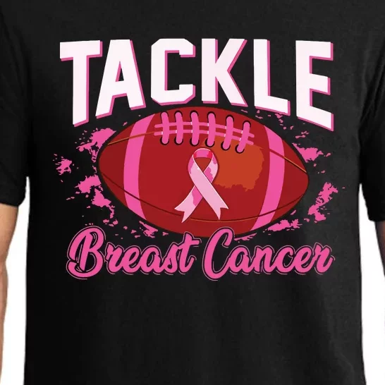 Tackle Football Pink Ribbon Breast Cancer Awareness Kids Pajama Set