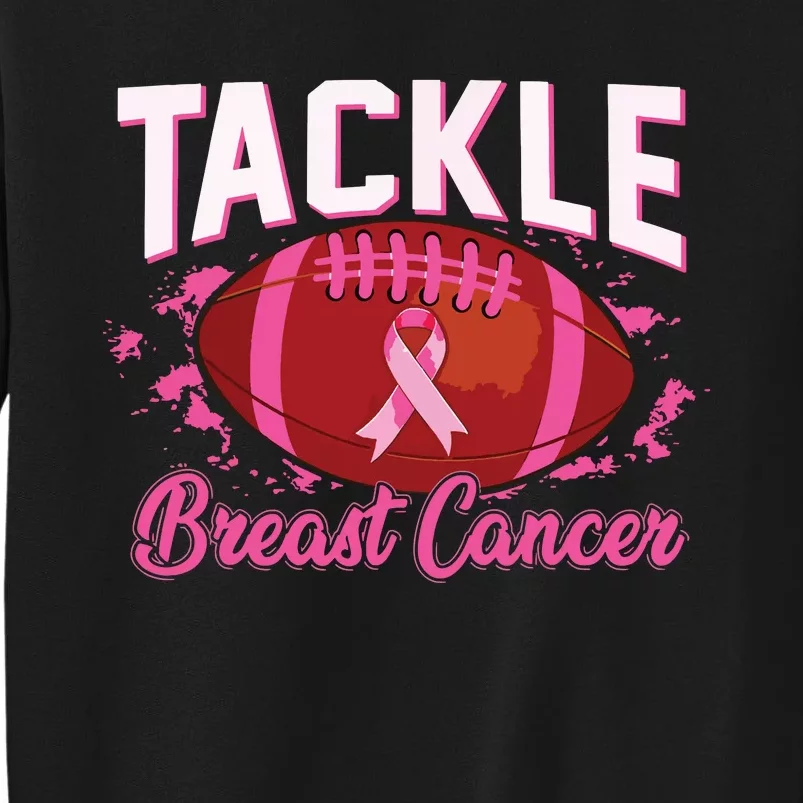 Tackle Football Pink Ribbon Breast Cancer Awareness Kids Tall Sweatshirt