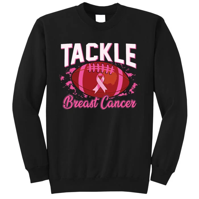 Tackle Football Pink Ribbon Breast Cancer Awareness Kids Tall Sweatshirt