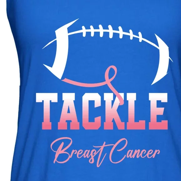 Tackle Football Pink Ribbon Breast Cancer Awareness Gift Ladies Essential Flowy Tank