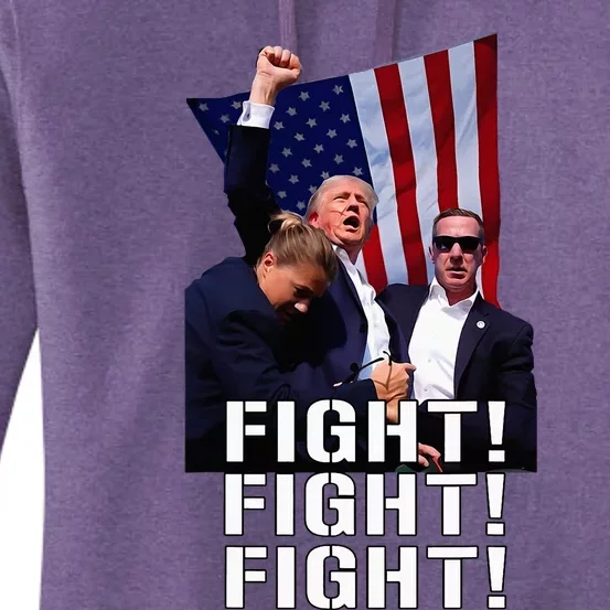 Trump Fist Pumped Fight Pray For Trump America Women's Pullover Hoodie