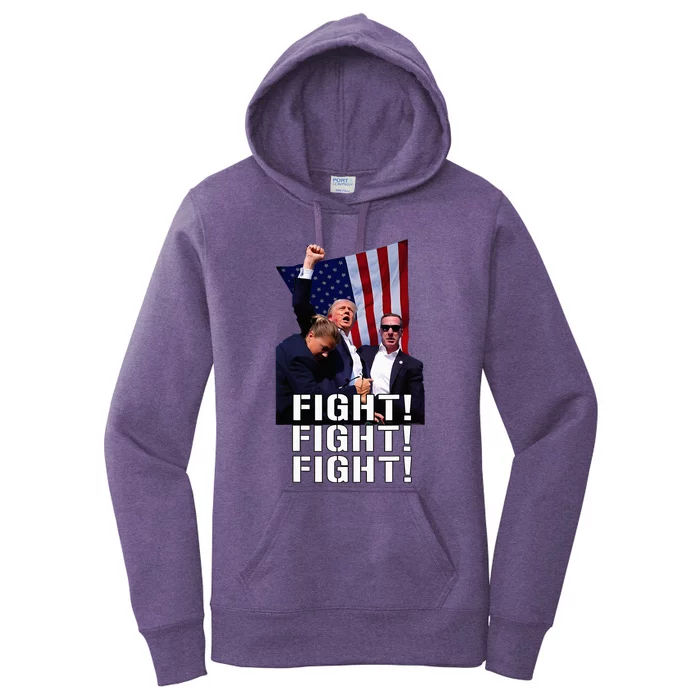 Trump Fist Pumped Fight Pray For Trump America Women's Pullover Hoodie