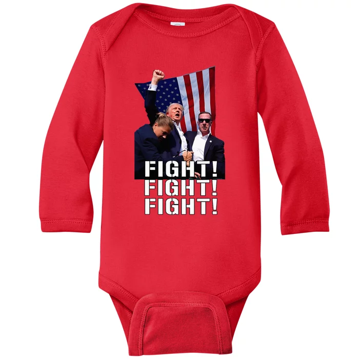 Trump Fist Pumped Fight Pray For Trump America Baby Long Sleeve Bodysuit