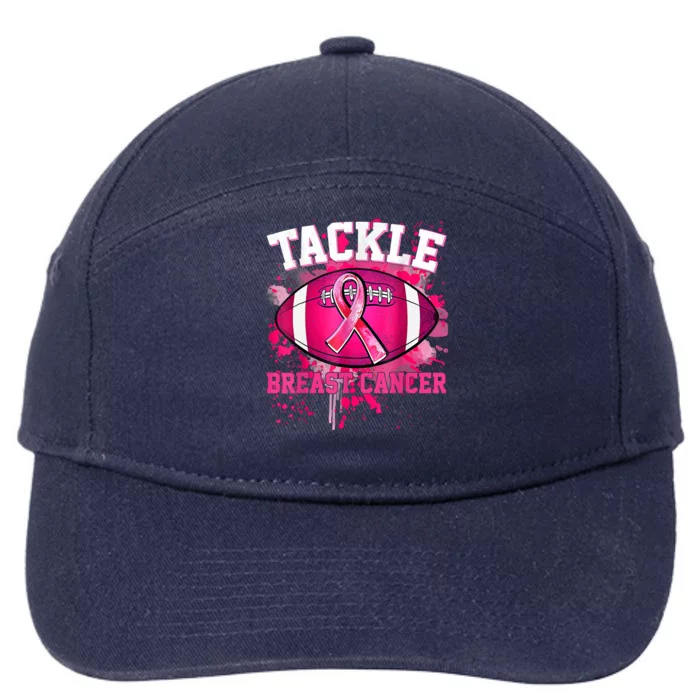 Tackle Football Pink Ribbon Breast Cancer Awareness 7-Panel Snapback Hat