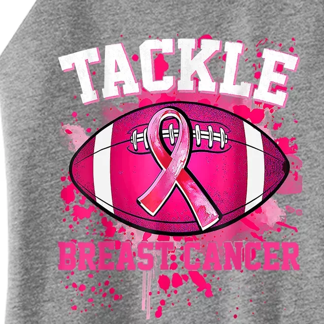 Tackle Football Pink Ribbon Breast Cancer Awareness Women’s Perfect Tri Rocker Tank